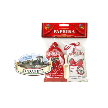 Fűszerpaprika őrlemény vászonzsákban 1x50 g édes 1x50 g erős (fa hűtőmágnessel)