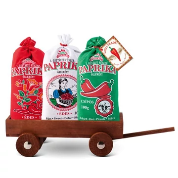 Fűszerpaprika őrlemény 2x100g édes 1x100g csípős vászonzsákban kocsin