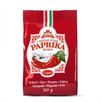 I. osztályú fűszerpaprika őrlemény erős 50g BOPP tasakban
