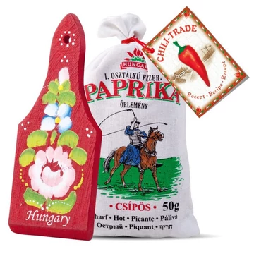 Fűszerpaprika őrlemény csípős 50g vászonzsákban mini deszkával