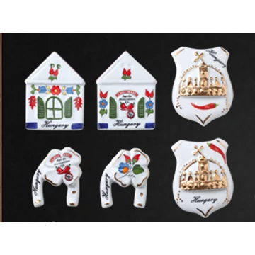 Porcelán hűtőmágnes, ház (1db)