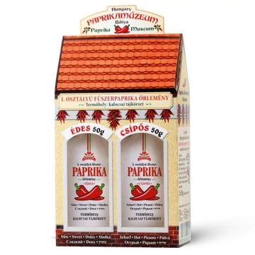 Díszdobozos paprikamúzeum 1X50g édes 1X50g csípős fűszerpaprika őrlemény