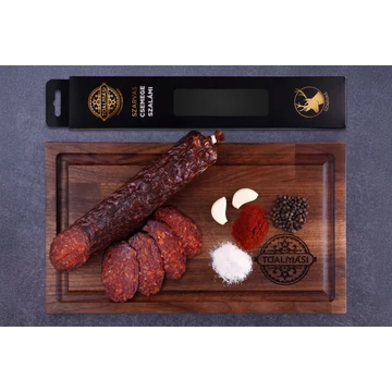 Tóalmási CSEMEGE kézműves Szarvas szalámi díszdobozban (390g)