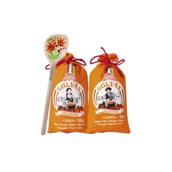 Gulyás fűszerpor vászonzsákban 1x50g édes 1x50g csípős fakanállal