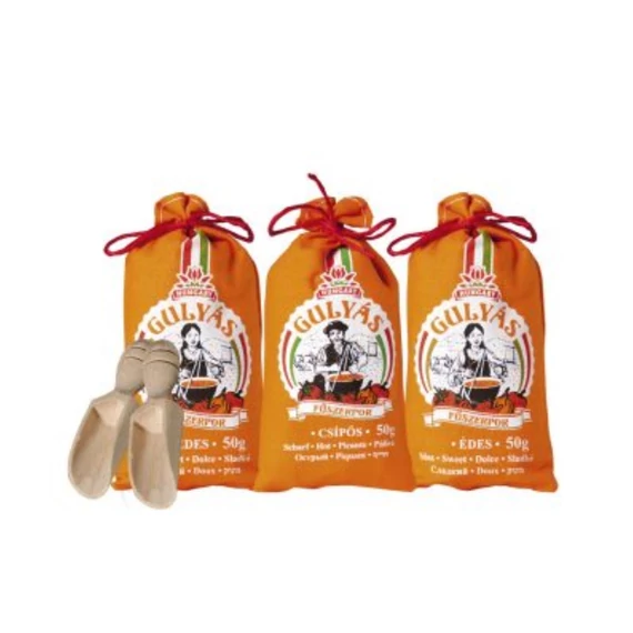 Gulyás fűszerpor vászonzsákban 3x50g (2x50 g édes + 1x50 g erős gulyás fűszerpor)