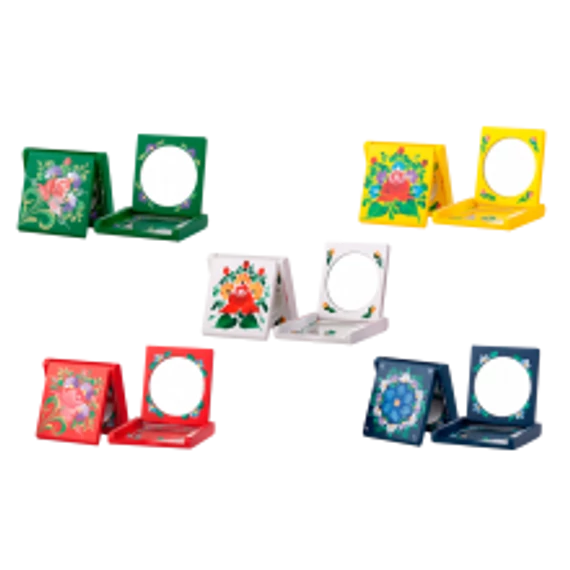 Fatükör, kézzel festett, kék (1db)