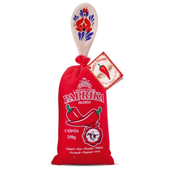 Fűszerpaprika őrlemény csípős 250g vászonzsákban fakanállal