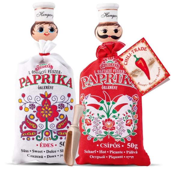 Fűszerpaprika őrlemény 1x50g édes 1x50g csípős vászonzsákban babafejjel