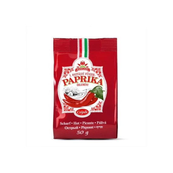 I. osztályú fűszerpaprika őrlemény erős 50g BOPP tasakban