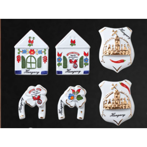 Porcelán hűtőmágnes, ház (1db)