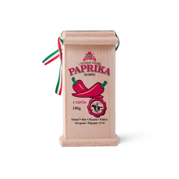 Fűszerpaprika őrlemény fa díszdobozban 100g csípős