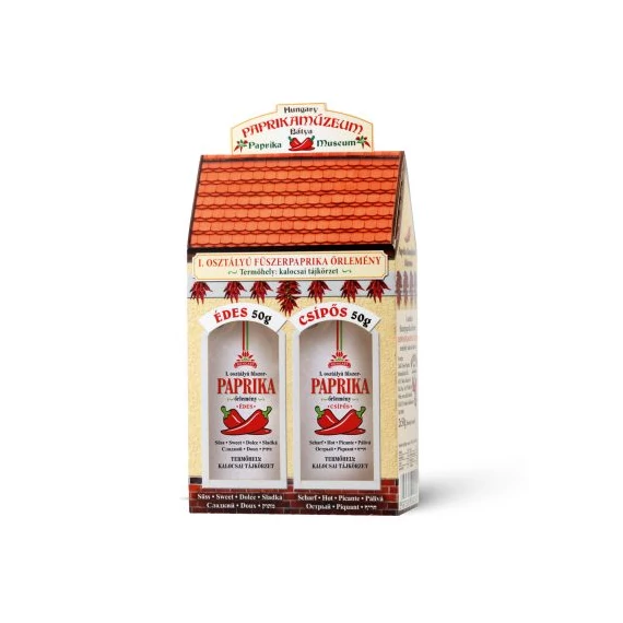 Díszdobozos paprikamúzeum 1X50g édes 1X50g csípős fűszerpaprika őrlemény