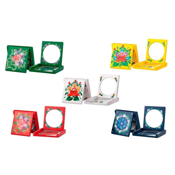 Fatükör, kézzel festett, fehér (1db)