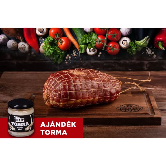 Tóalmási füstölt (KONYHAKÉSZ) kötözött sonka (1,2kg)+ AJÁNDÉK 1 db HEIT Natúr ecetes torma (200g)