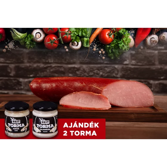 Tóalmási lángolt karaj (1kg) +Ajándék 1 db HEIT Natúr ecetes torma (200g), 1 db HEIT Torma majonézzel (200g)